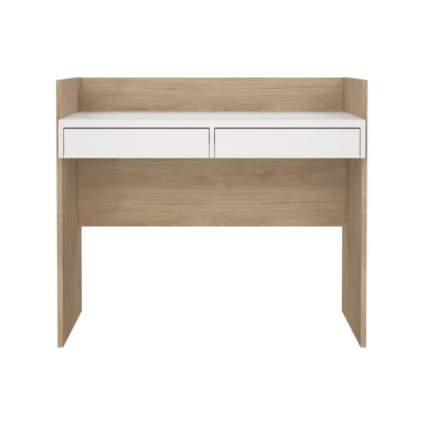 FunctionPlus Schreibtisch 2 Schubladen Nussbaum dekor weiß.