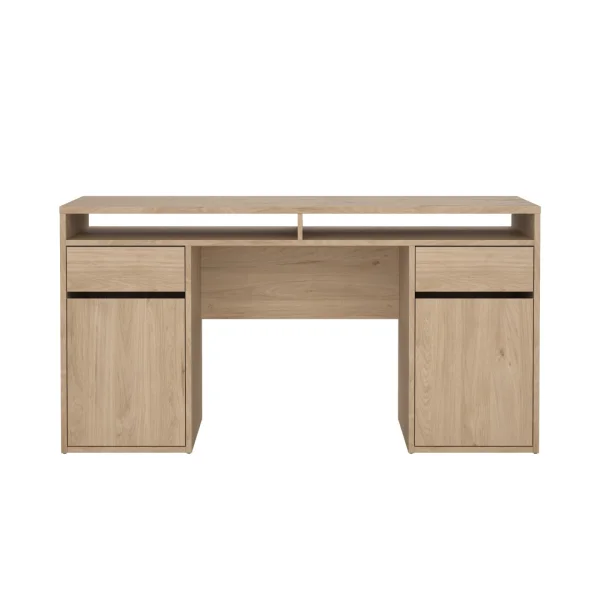FunctionPlus Schreibtisch 2 Türen 2 Schubladen Nussbaum dekor.