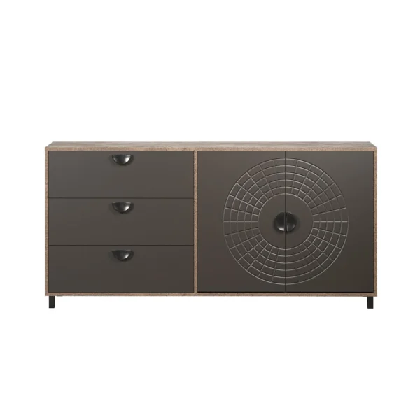 Fusion Sideboard 2 Türen, 3 Schubladen Bronze-Dekor.