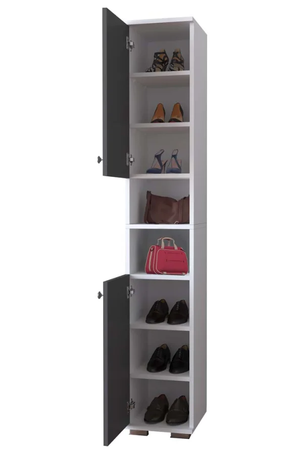 GadosM Schuhschrank 2 Türen 2 Ablagen anthrazit.