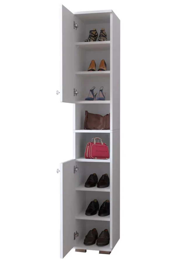 GadosM Schuhschrank 2 Türen 2 Ablagen weiß.