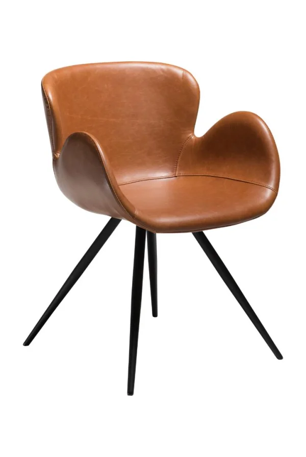 Gaia Dan-Form Esszimmerstuhl mit Armlehnen PU-Kunstleder hellbraun.