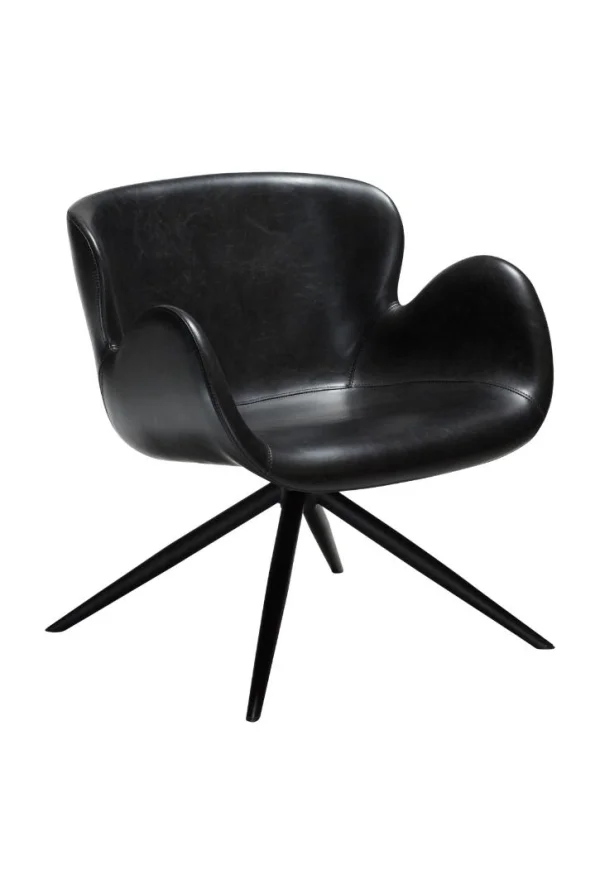 Gaia Dan-Form Sessel mit Armlehnen PU-Kunstleder schwarz.