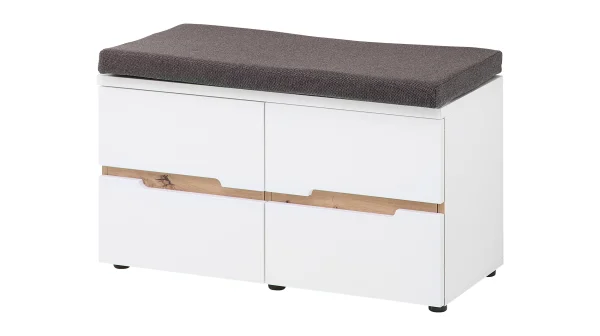 Garderobenbank mit Stauraum weiß - Artisan Eiche 80 cm - MEMPHIS