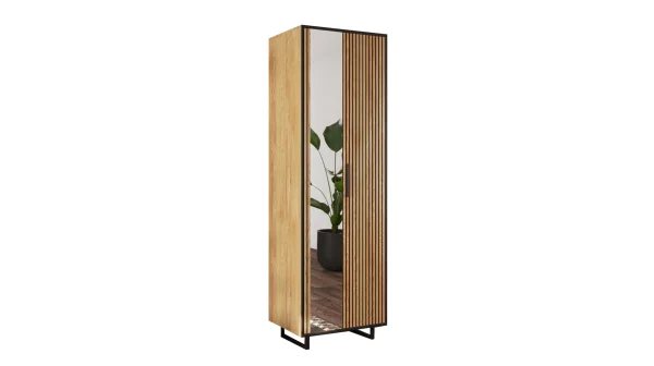 Garderobenschrank mit Spiegel Eiche teilmassiv geölt 70 cm - BELLA