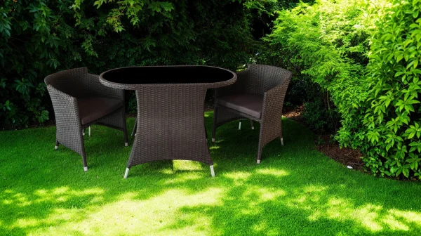 Gartenmöbel 3 tlg Tisch und 2 Sessel in schwarz - PALM