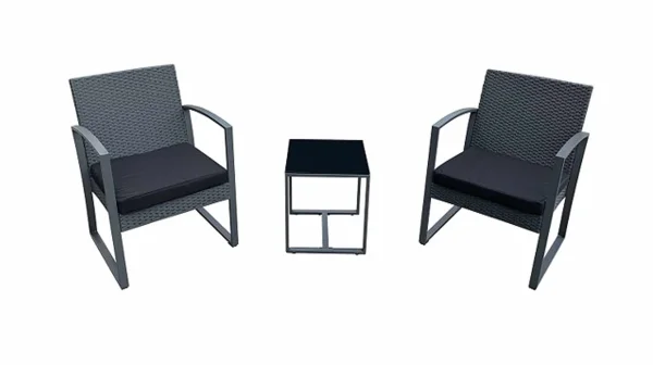 Gartenmöbel Set 3-tlg. Tisch und Stühle schwarz - VENEDIG