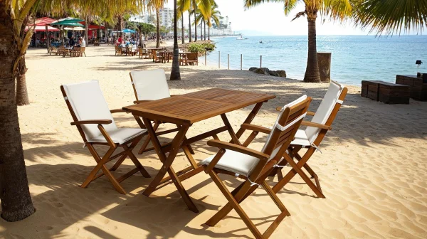 Gartenmöbel Set 5 tlg massiv Akazie Tisch 120 cm - LIAN