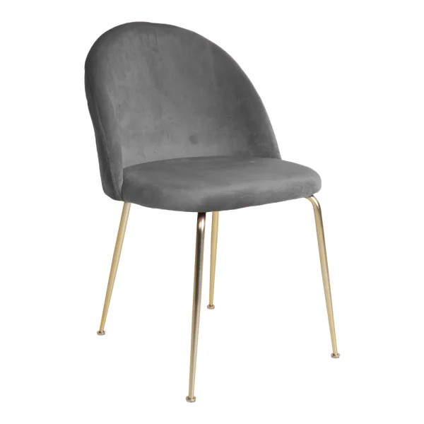 Geles Esszimmerstuhl grau Velour, Beine im Messing Look.