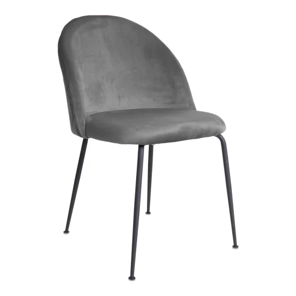 Geles Esszimmerstuhl grau Velour, schwarze Beine.