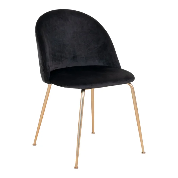 Geneve Esszimmerstuhl schwarz Velour, Messing Look.