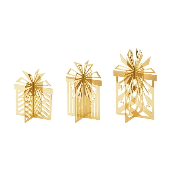 Georg Jensen 2025 Weihnachtsdekoration für den Tisch, Geschenkset 3-teilig Goldplattierter Edelstahl