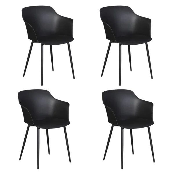 Gira 4 x Gartenstuhl, schwarz/schwarz.