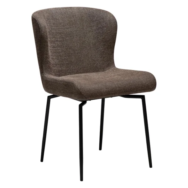 Glam Dan-Form Esszimmerstuhl Drehfuß Bouclé braun.