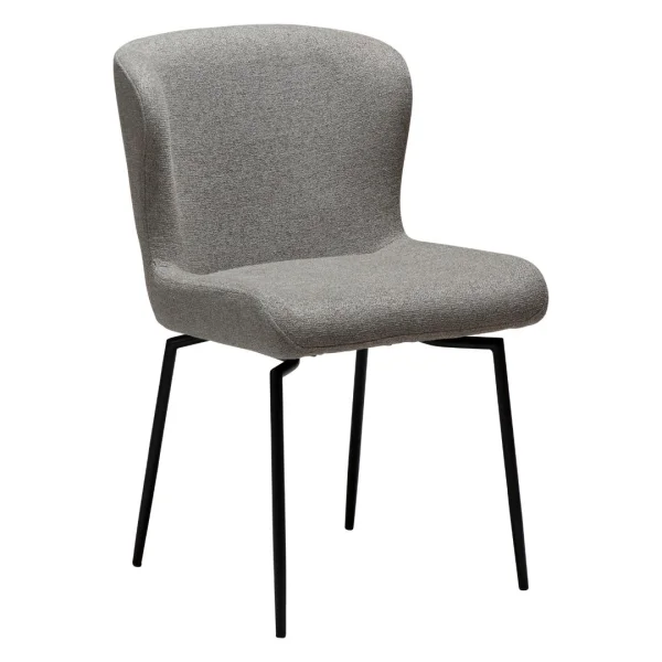 Glam Dan-Form Esszimmerstuhl Drehfuß Bouclé hellbraun.