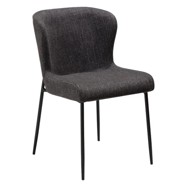 Glam Esszimmerstuhl Bouclé schwarz.