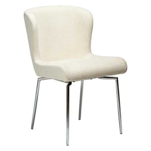 Glam Esszimmerstuhl Drehsitz mit Rückdrehgelenk Bouclé beige.