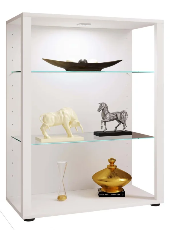 GlasolXL Vitrinenschrank 3 Ablagen weiß.