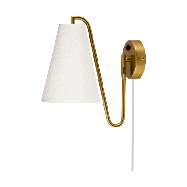 Globen Lighting Lou Wandleuchte Bouclé weiß-gebürstetes Messing