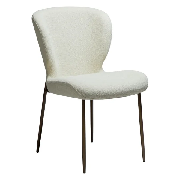 Glory Dan-Form Esszimmerstuhl Bouclé weiß.