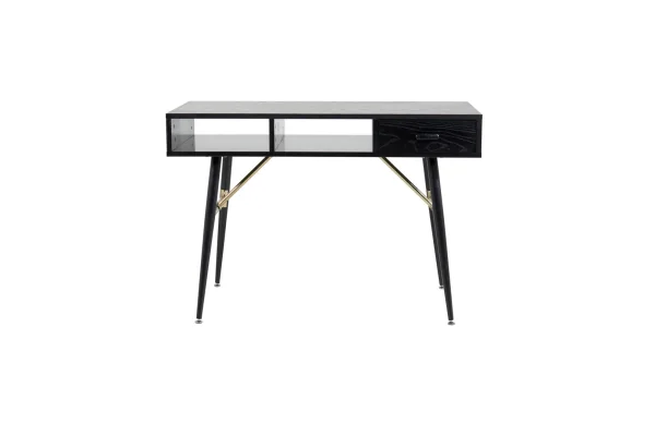 GoldDesk Schreibtisch mit Ablage und Schublade 110x60 cm schwarz.