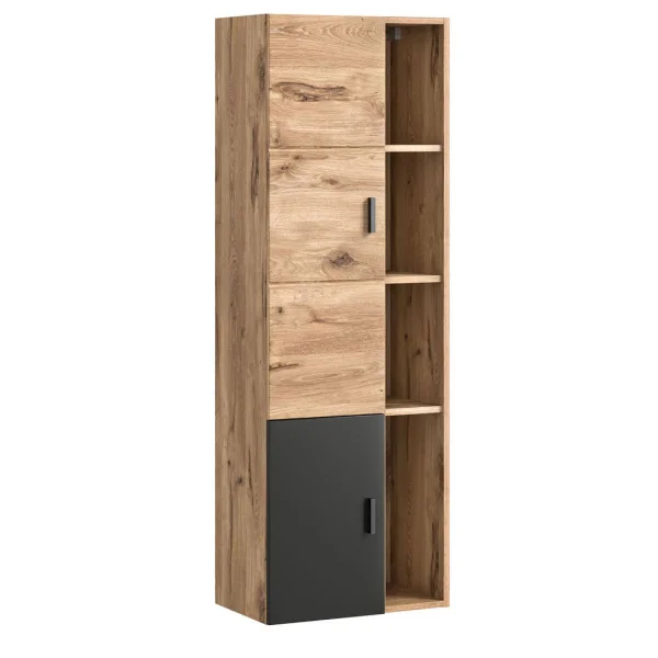 Grado Badschrank 2 Türen, 4 Ablagen Eiche dekor,matt grau.