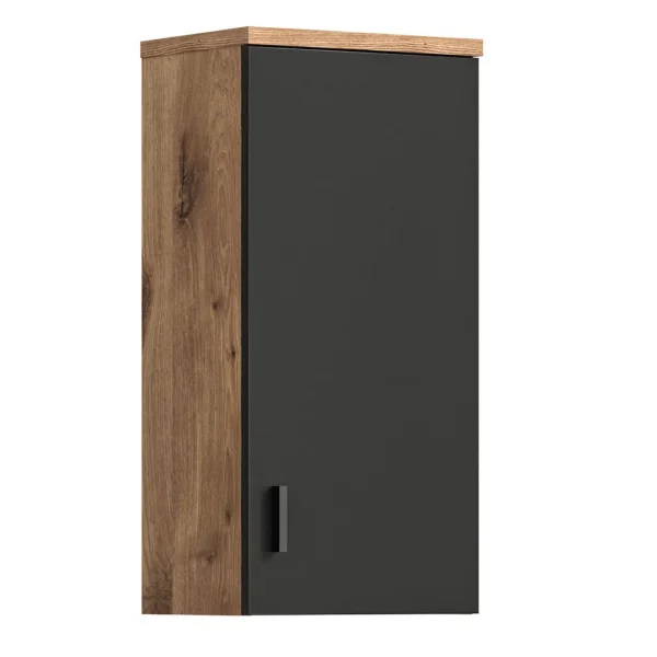 Grado Badschrank wandhängend 1 Tür Eiche dekor,matt grau.