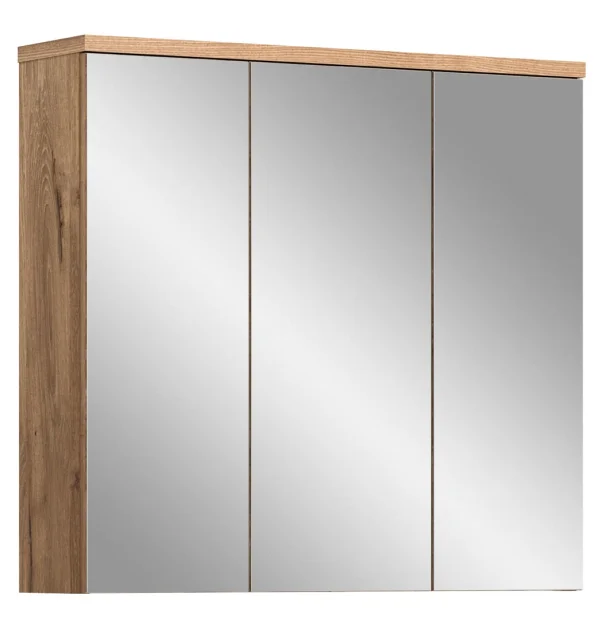 Grado Spiegelschrank Bad 3 Türen matt grau,Eiche dekor.
