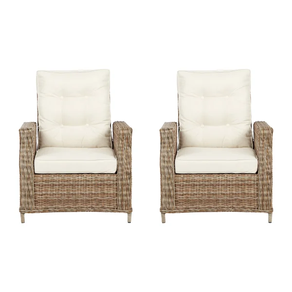 Gram 2 x Gartenstuhl Polyrattan mit Kissen natur.