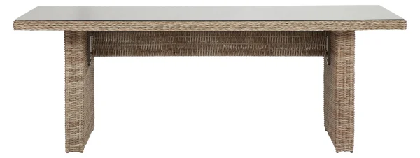 Gram Gartentisch 210 x 96 cm, mit Glasplatte, natur.