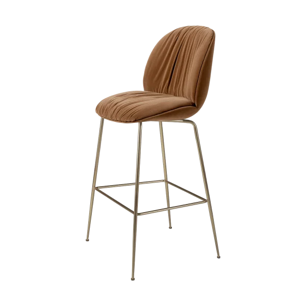 GUBI Beetle Soft Barhocker 75 cm vollgepolstert Sunday Dedar 112-antik messing