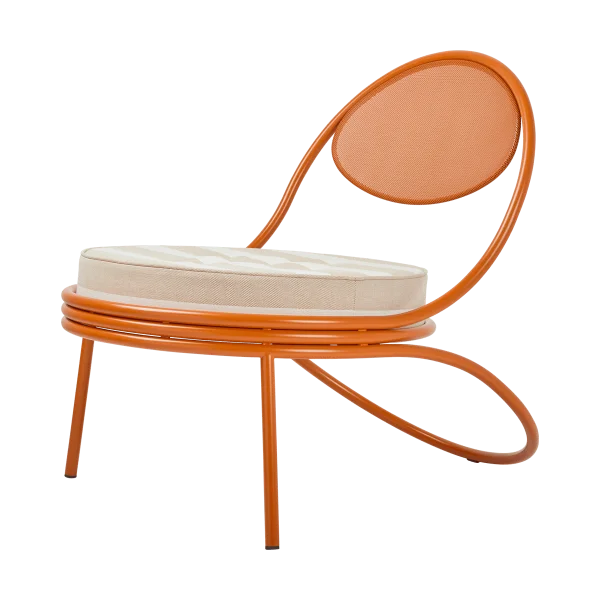 GUBI Copacabana Outdoor Lounge Chair gepolsterter Sitz Leslie stripe limonta 040-international orange