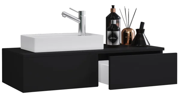 Gudas Badmöbel-Sets 1 Schublade Schwarz.