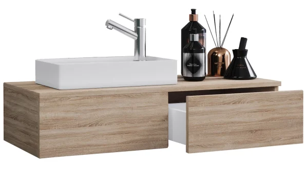 Gudas Badmöbel-Sets 1 Schublade Sonoma Eiche Dekor.