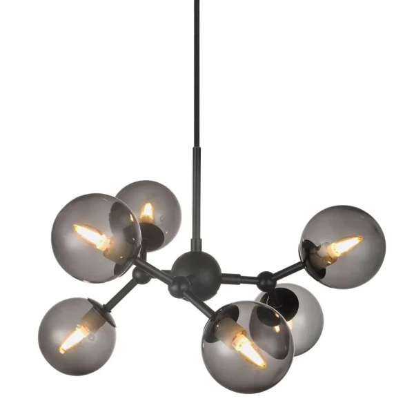 Halo Design - Atom 6 Pendelleuchte Black/Smoke