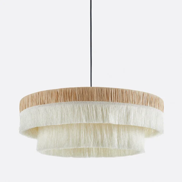 Hängeleuchte Kavi, Raffia Mit Fransen, Ø 50 Cm