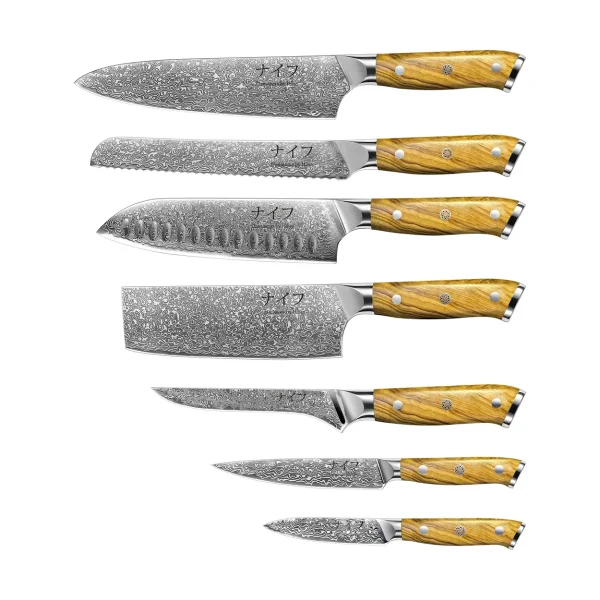 Hâws Damascus by Hâws Messer-Set 7-teilig Braun-Edelstahl