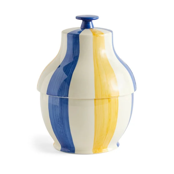 HAY Sobremesa stripe Keksdose Ø19cm Blue-yellow