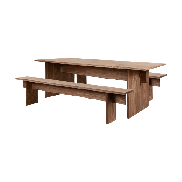 Hem Bookmatch Esstisch mit Bänken 220 cm Walnuss
