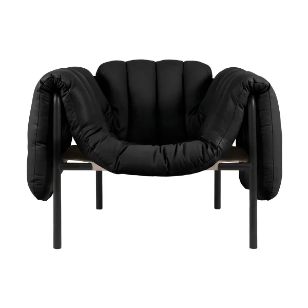 Hem Puffy Loungesessel Black leather-black grey