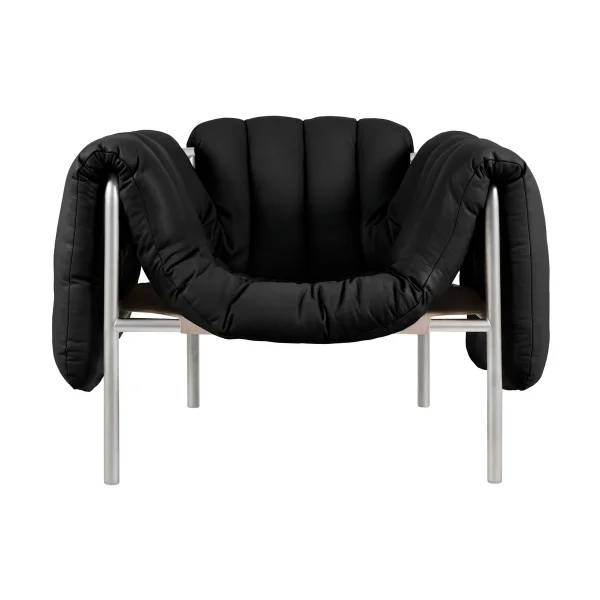 Hem Puffy Loungesessel Black leather-edelstahl