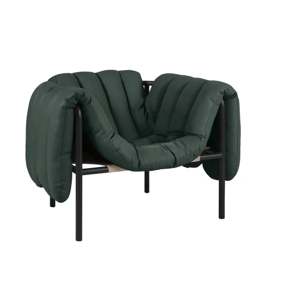 Hem Puffy Loungesessel Dark green leather-black grey
