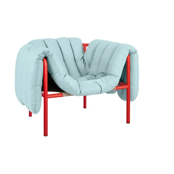 Hem Puffy Loungesessel Light blue leather-traffic red
