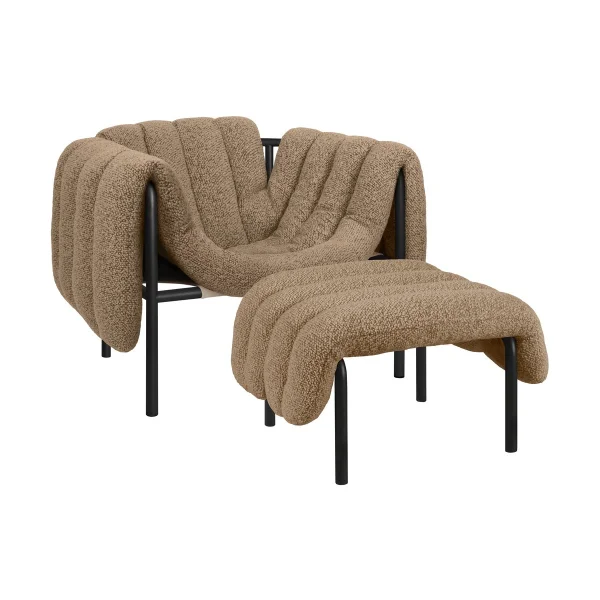 Hem Puffy Loungesessel + Ottoman Sawdust-black grey