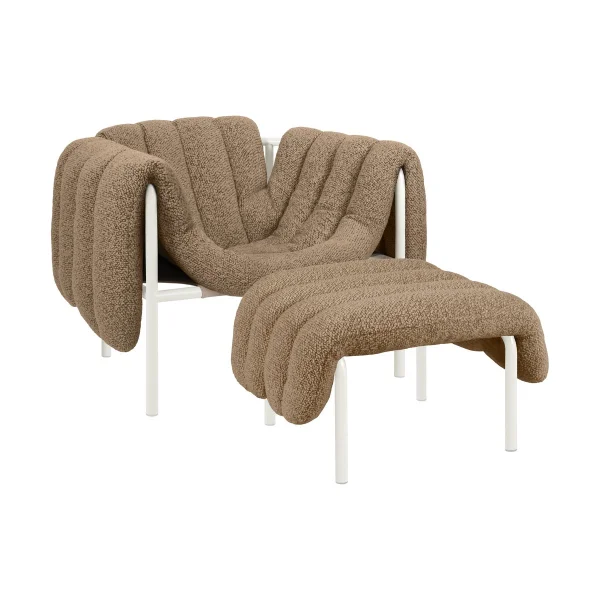 Hem Puffy Loungesessel + Ottoman Sawdust-cream