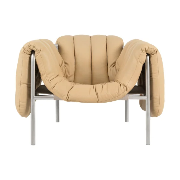 Hem Puffy Loungesessel Sand leather-edelstahl