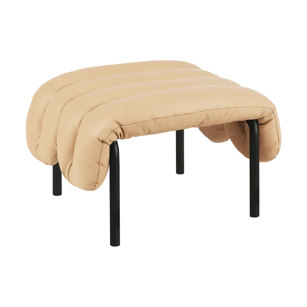 Hem Puffy Ottoman 58x67 cm Sand leather-black grey