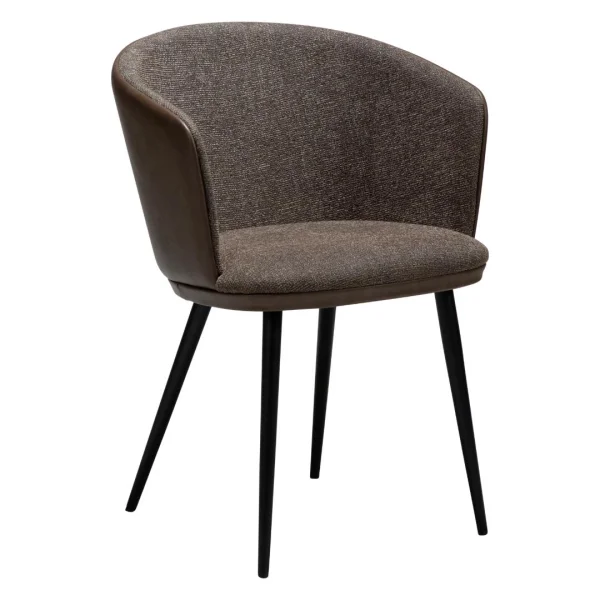 Hey Esszimmerstuhl mit Armlehnen PU-Kunstleder, Bouclé braun.