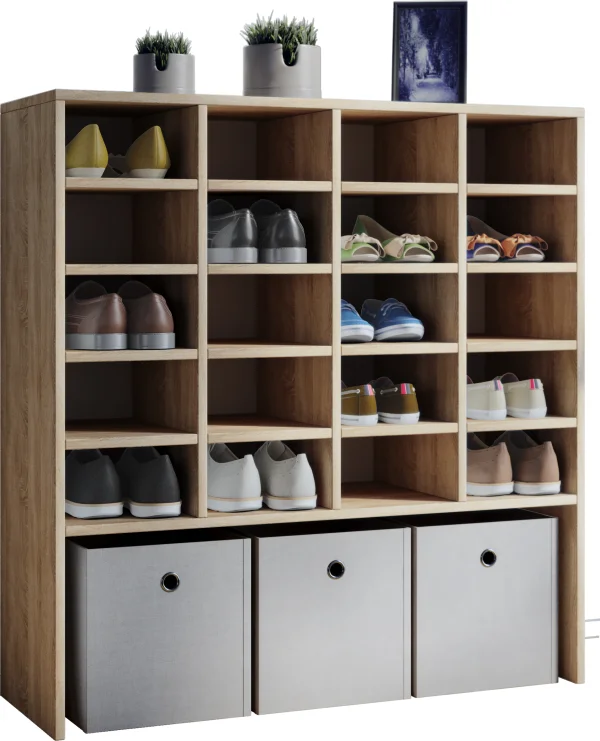 Hinsol XL Schuhschrank 20 Fächer und 1 breites Fach Sonoma-Eiche dekor.