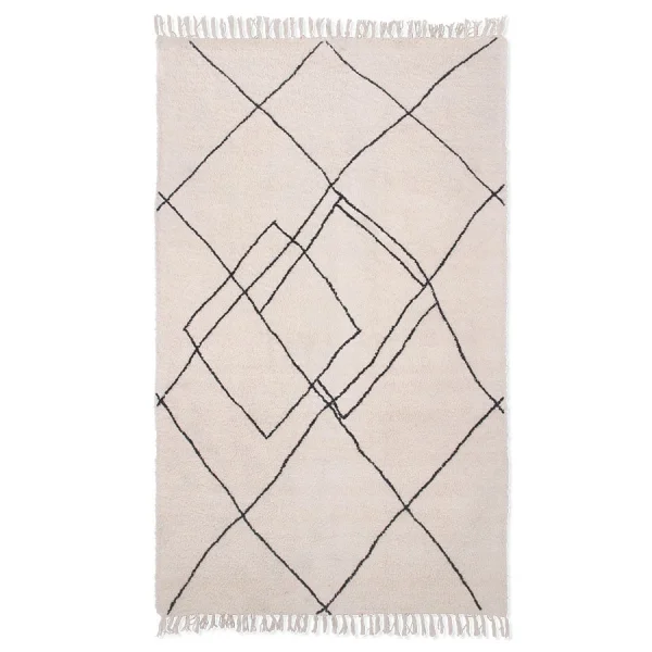 HKliving Handgewebter Teppich 150x240 cm Zickzack schwarz-weiß